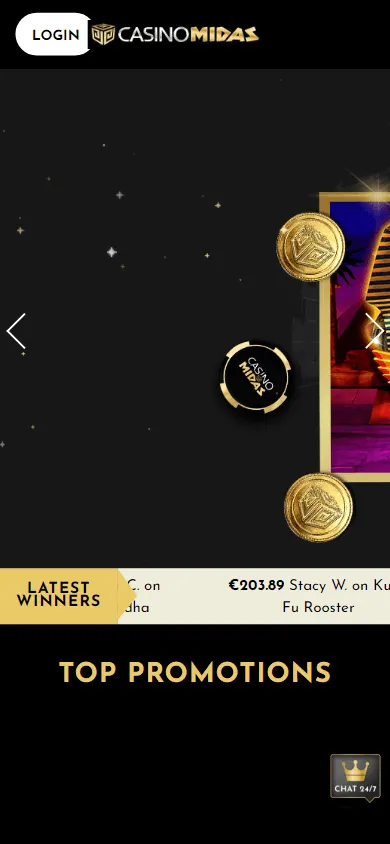 Casino Midas home page on a mobile device